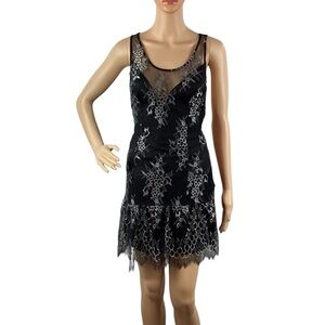 Lovers + Friends Giselle Mini Dress Size S Black Floral Lace